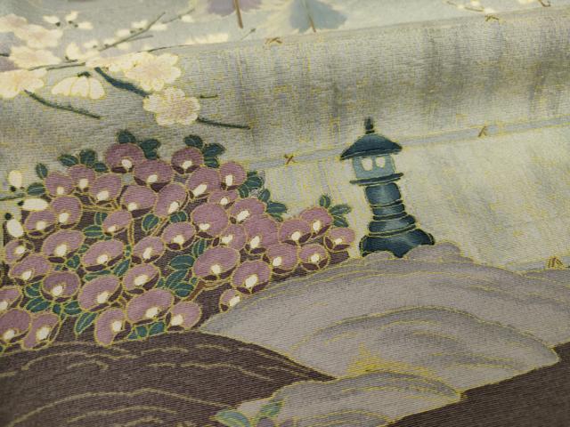 平和屋着物●訪問着 遠山樹林風景文 正絹 逸品 AAAY7351ck