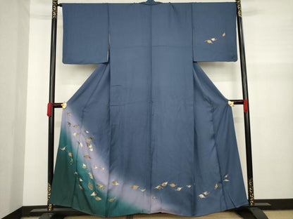 平和屋着物●訪問着 舞葉文 金銀彩 正絹 逸品 AAAY7363ck