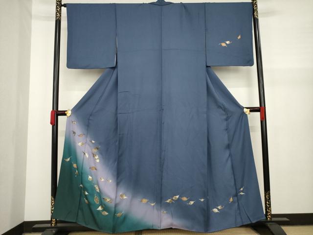 平和屋着物●訪問着 舞葉文 金銀彩 正絹 逸品 AAAY7363ck