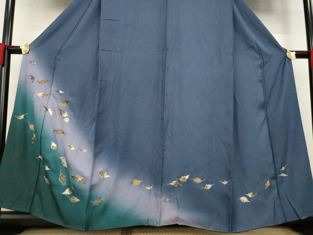 平和屋着物●訪問着 舞葉文 金銀彩 正絹 逸品 AAAY7363ck