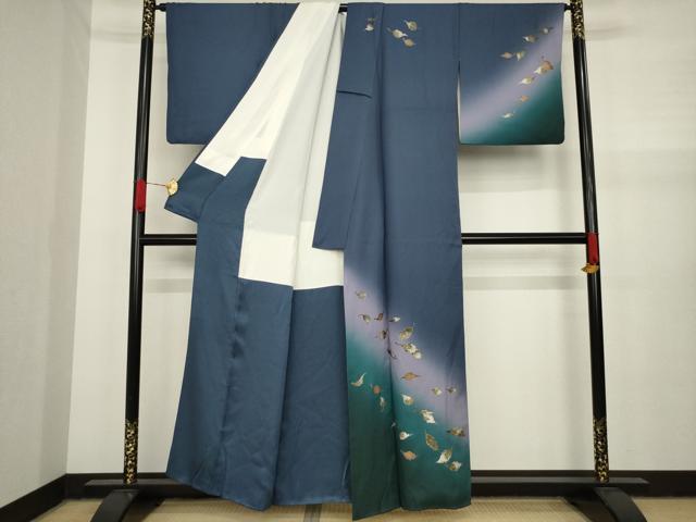 平和屋着物●訪問着 舞葉文 金銀彩 正絹 逸品 AAAY7363ck