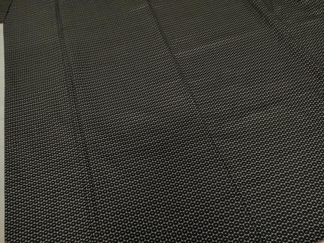 平和屋着物●上質な紬 亀甲文 黒地 正絹 逸品 AAAY7365ck