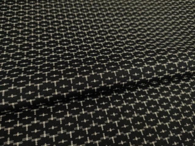 平和屋着物●上質な紬 亀甲文 黒地 正絹 逸品 AAAY7365ck