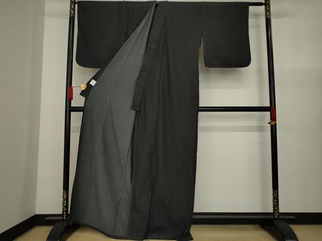 平和屋着物▽デニム着物 単衣 色無地 蝋色 綿 逸品 AAAY7371ck