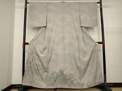 平和屋着物●訪問着 草花文 暈し染め 金銀彩 正絹 逸品 AAAY7372ck
