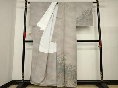 平和屋着物●訪問着 草花文 暈し染め 金銀彩 正絹 逸品 AAAY7372ck