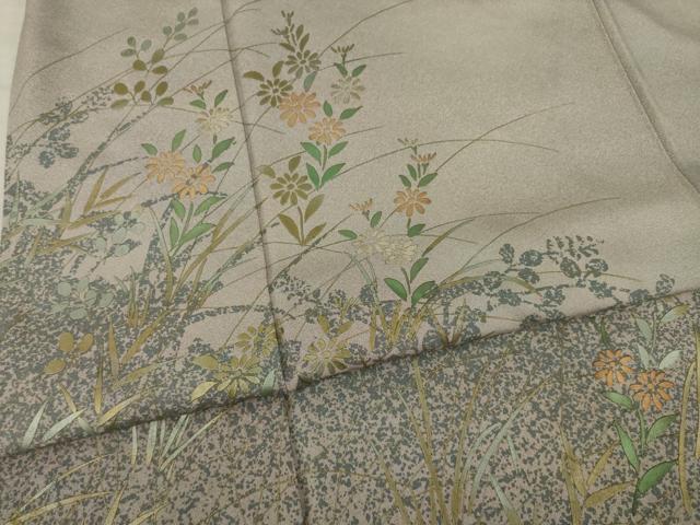 平和屋着物●訪問着 草花文 暈し染め 金銀彩 正絹 逸品 AAAY7372ck