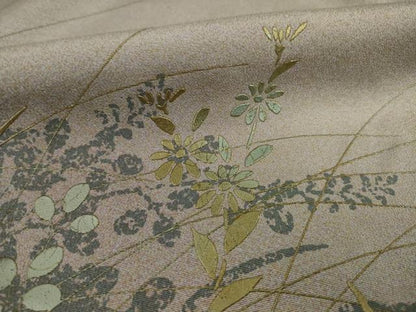 平和屋着物●訪問着 草花文 暈し染め 金銀彩 正絹 逸品 AAAY7372ck