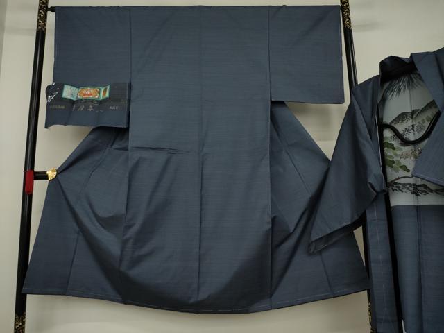平和屋着物●男性　本場大島紬　アンサンブル　薩摩隼人　変わり格子　丸宮織物謹製　証紙付き　正絹　逸品　未使用　AAAY7375ck