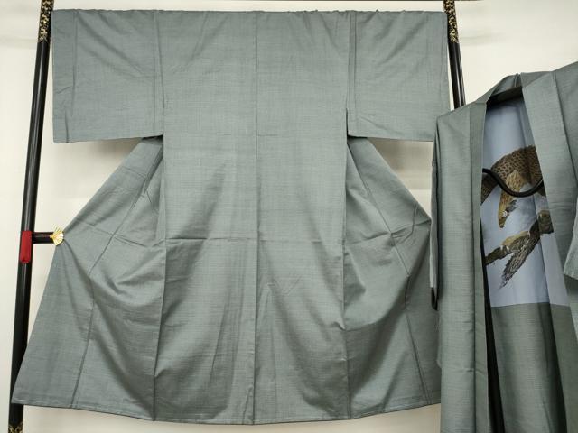 平和屋着物●男性 紬 アンサンブル 亀甲絣 正絹 逸品 未使用 AAAY7376ck