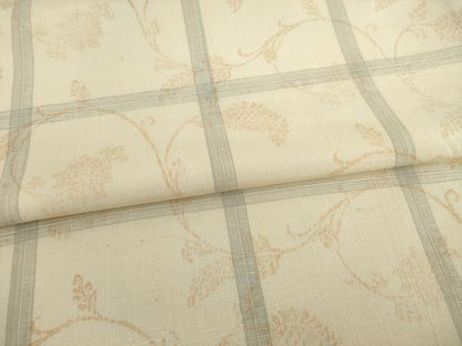 平和屋着物●上質な紬 格子 花唐草文 正絹 逸品 AAAY7379ck