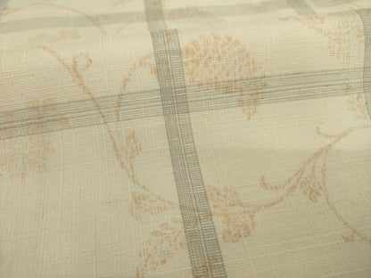 平和屋着物●上質な紬 格子 花唐草文 正絹 逸品 AAAY7379ck