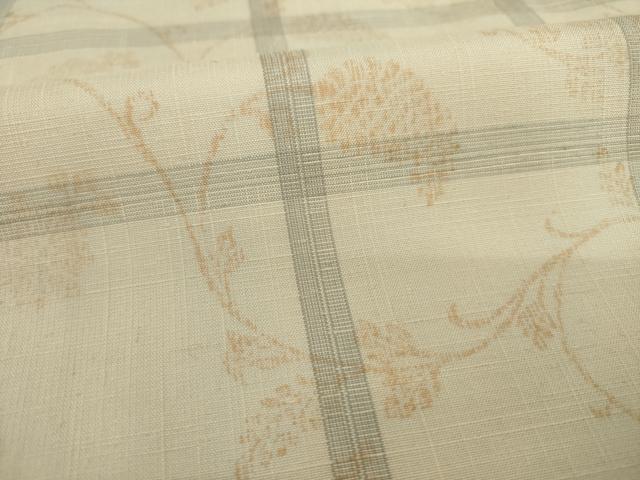 平和屋着物●上質な紬 格子 花唐草文 正絹 逸品 AAAY7379ck