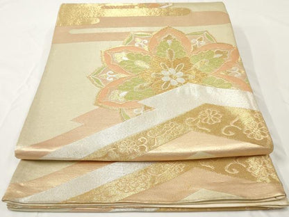 平和屋着物◎六通柄　京袋帯　正倉院花文　金銀糸　正絹　逸品　AAAY7408sg
