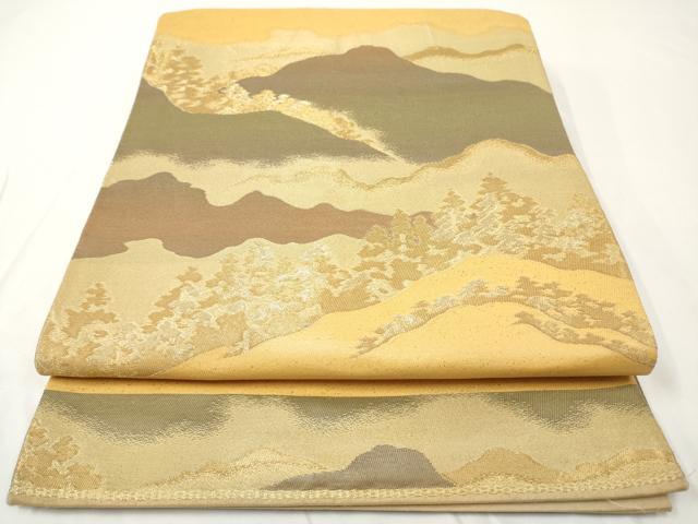 平和屋着物◎六通柄袋帯　遠山樹林文　金糸　正絹　逸品　AAAY7409sg