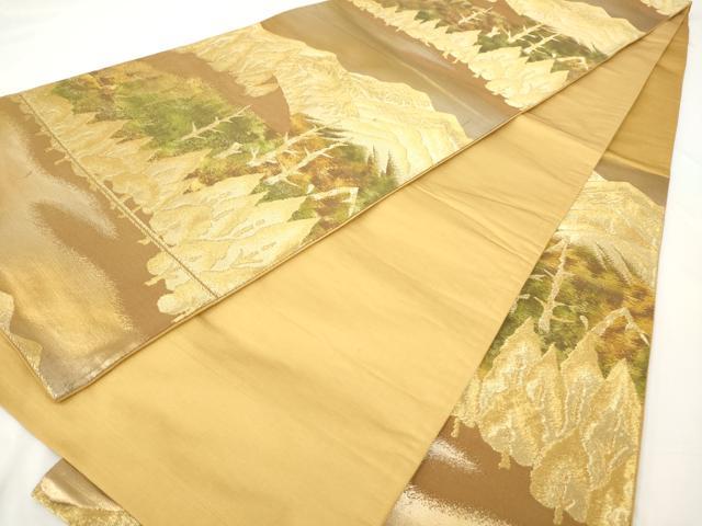平和屋着物◎六通柄袋帯　遠山樹林文　金糸　正絹　逸品　AAAY7410sg