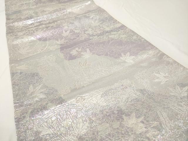 平和屋着物◎六通柄袋帯　枝楓文　銀糸　引箔　正絹　逸品　AAAY7415sg