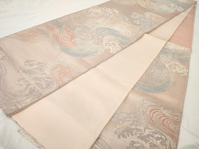 平和屋着物◎六通柄袋帯　立波文　銀糸　正絹　逸品　AAAY7420sg