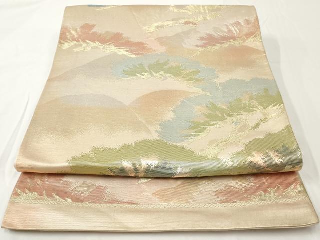 平和屋着物◎六通柄袋帯　枝松文　金糸　正絹　逸品　AAAY7421sg