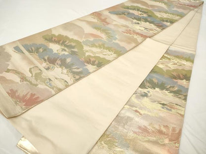 平和屋着物◎六通柄袋帯　枝松文　金糸　正絹　逸品　AAAY7421sg