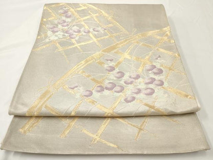 平和屋着物◎太鼓柄袋帯　唐織　草花文　金糸　正絹　逸品　AAAY7426sg