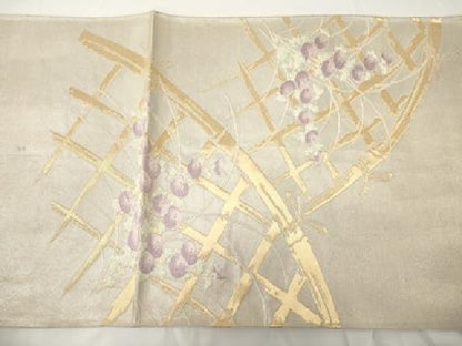 平和屋着物◎太鼓柄袋帯　唐織　草花文　金糸　正絹　逸品　AAAY7426sg