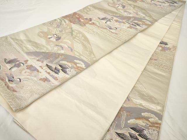 平和屋着物◎六通柄袋帯　唐織　鴛鴦花文　金銀糸　正絹　逸品　AAAY7429sg