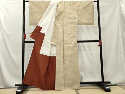 平和屋着物■上質な紬　幾何学文様　正絹　逸品　AAAY7492cs