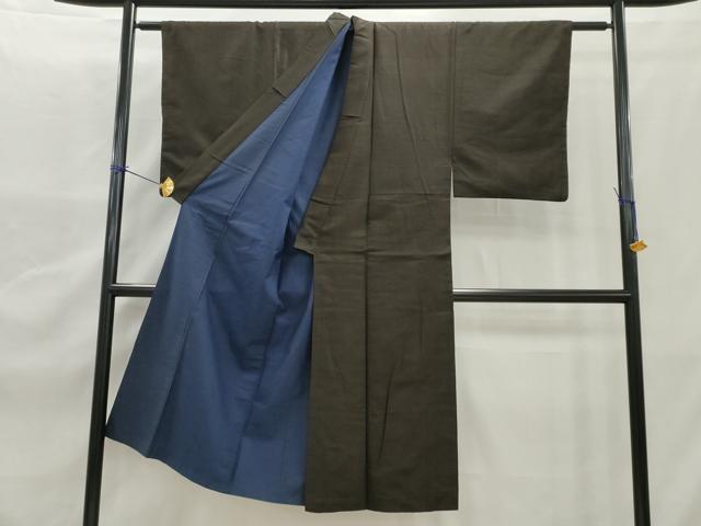 平和屋着物■男性 紬 海松茶色 正絹 逸品 AAAY7626nf