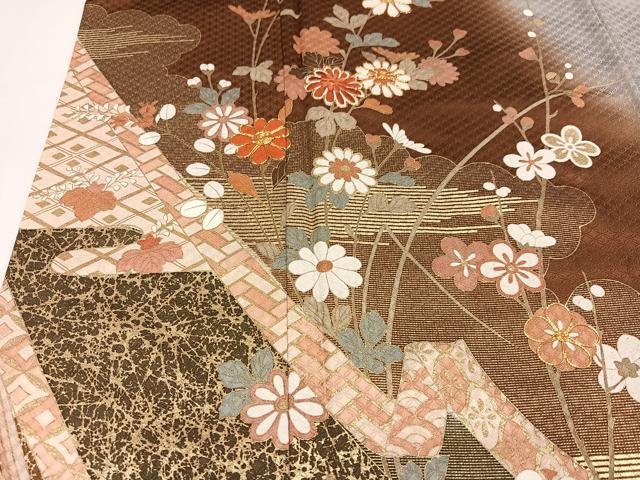 平和屋着物●訪問着 駒刺繍 枝花文 暈し染め 金彩 正絹 逸品 AAAY7892ph