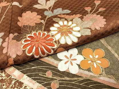 平和屋着物●訪問着 駒刺繍 枝花文 暈し染め 金彩 正絹 逸品 AAAY7892ph