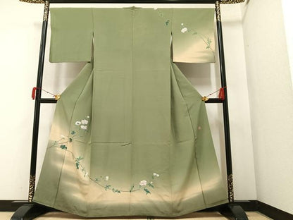 平和屋着物●訪問着 友禅 作家物 枝花文 暈し染め 正絹 逸品 AAAY7896ph