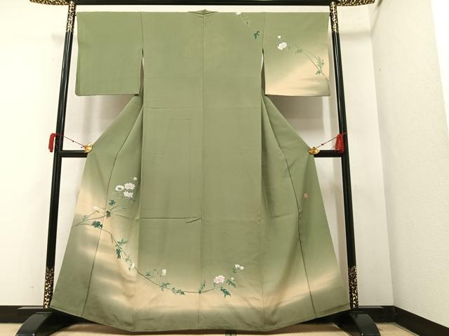 平和屋着物●訪問着 友禅 作家物 枝花文 暈し染め 正絹 逸品 AAAY7896ph
