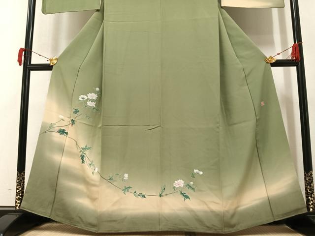 平和屋着物●訪問着 友禅 作家物 枝花文 暈し染め 正絹 逸品 AAAY7896ph