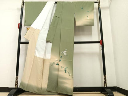 平和屋着物●訪問着 友禅 作家物 枝花文 暈し染め 正絹 逸品 AAAY7896ph