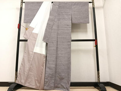 平和屋着物●上質な紬　薄色　正絹　逸品　AAAY7897ph