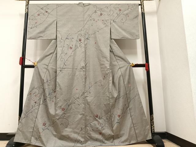 平和屋着物●本場染大島紬 更紗唐草文 正絹 逸品 AAAY7937ph
