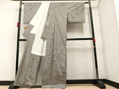 平和屋着物●本場染大島紬 更紗唐草文 正絹 逸品 AAAY7937ph