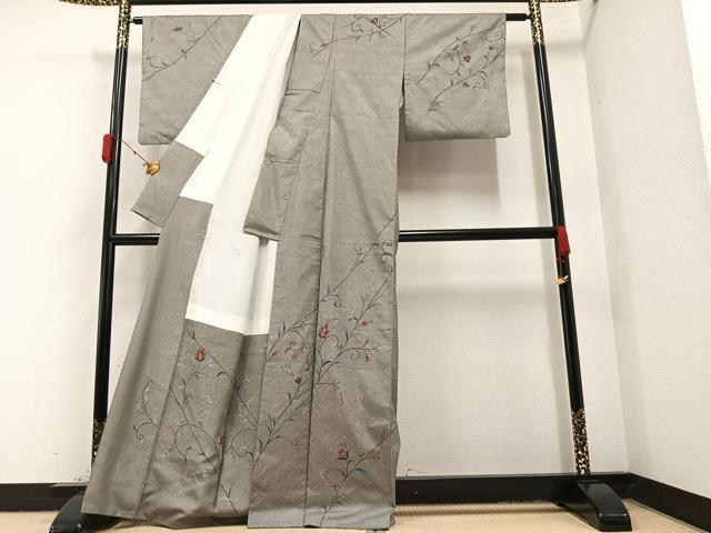 平和屋着物●本場染大島紬 更紗唐草文 正絹 逸品 AAAY7937ph
