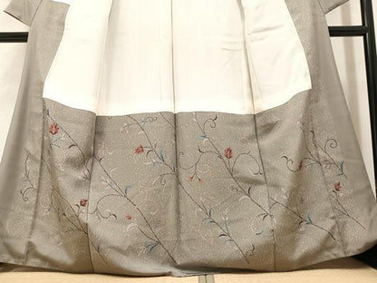 平和屋着物●本場染大島紬 更紗唐草文 正絹 逸品 AAAY7937ph