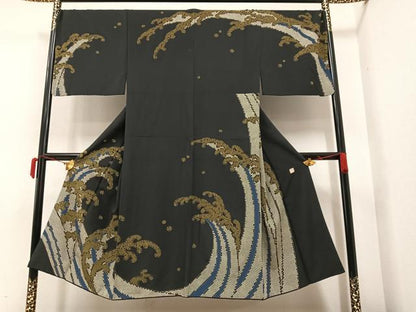 平和屋着物●男性　訪問着　雛屋友禅　作家物　立波文　正絹　逸品　AAAY7942ph