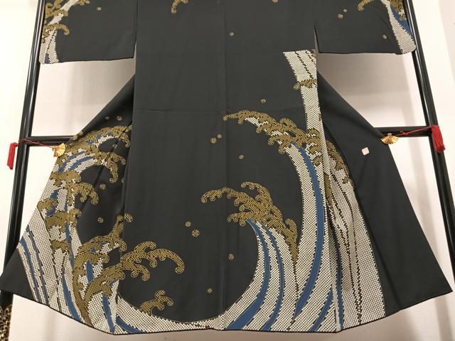 平和屋着物●男性　訪問着　雛屋友禅　作家物　立波文　正絹　逸品　AAAY7942ph