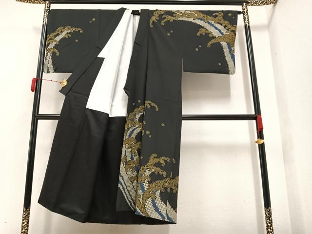 平和屋着物●男性　訪問着　雛屋友禅　作家物　立波文　正絹　逸品　AAAY7942ph