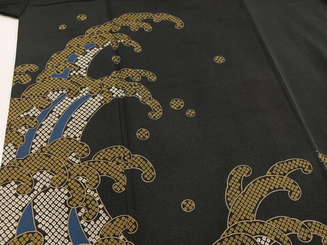 平和屋着物●男性　訪問着　雛屋友禅　作家物　立波文　正絹　逸品　AAAY7942ph