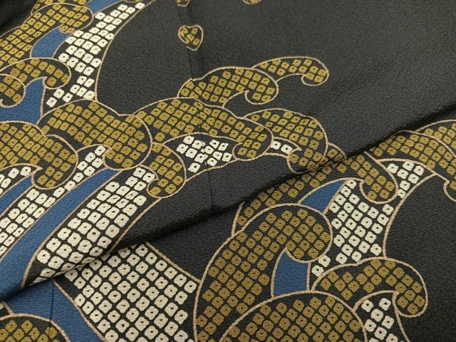 平和屋着物●男性　訪問着　雛屋友禅　作家物　立波文　正絹　逸品　AAAY7942ph