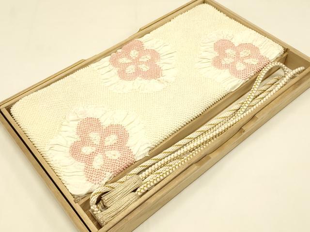 平和屋着物●和装小物　振袖用帯締め・帯揚げセット　総絞り　舞花文　金糸　撚り房　逸品　AAAY7974ay