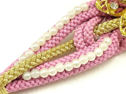 平和屋着物●和装小物　振袖用帯締め　装飾　パール　ラインストーン　金糸　逸品　AAAY7981ay