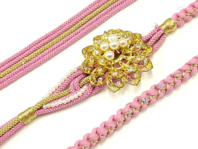 平和屋着物●和装小物　振袖用帯締め　装飾　パール　ラインストーン　金糸　逸品　AAAY7981ay