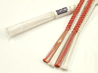 平和屋着物●和装小物　振袖用帯締め　装飾　ちりめん細工　椿　飾り玉　金糸　逸品　未使用　AAAY7990ay