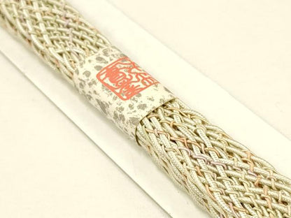 平和屋着物＊夏物 和装小物 上質な帯締め レース組 平組 金糸 正絹 逸品 未使用 AAAY8161ay